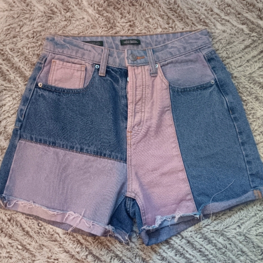Wild Fable Blue and Pink Jean Shorts High-Waisted
